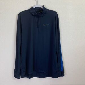 Nike pro Dri fit Mens blue 1/4 zip pull over sweatshirt L